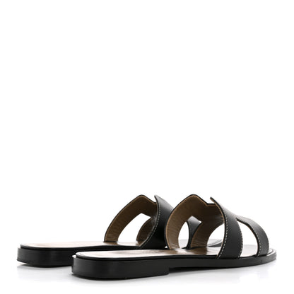 Hermes Box Calfskin Oran Sandals 37 Black 5 of 11