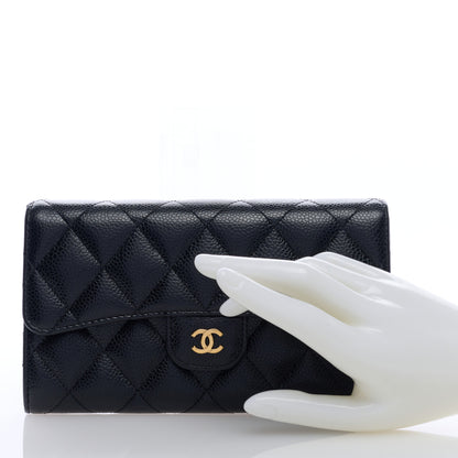 Chanel Caviar Quilted Long Flap Wallet Black 2 of 7