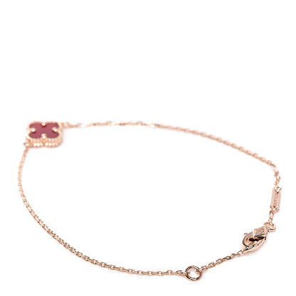 Van Cleef & Arpels 18K Rose Gold Carnelian Sweet Alhambra Bracelet 3 of 6