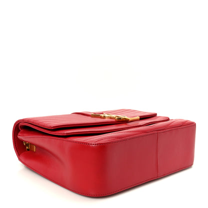 Saint Laurent Lambskin Matelasse Chevron Monogram Medium Sulpice Bag Red 4 of 11