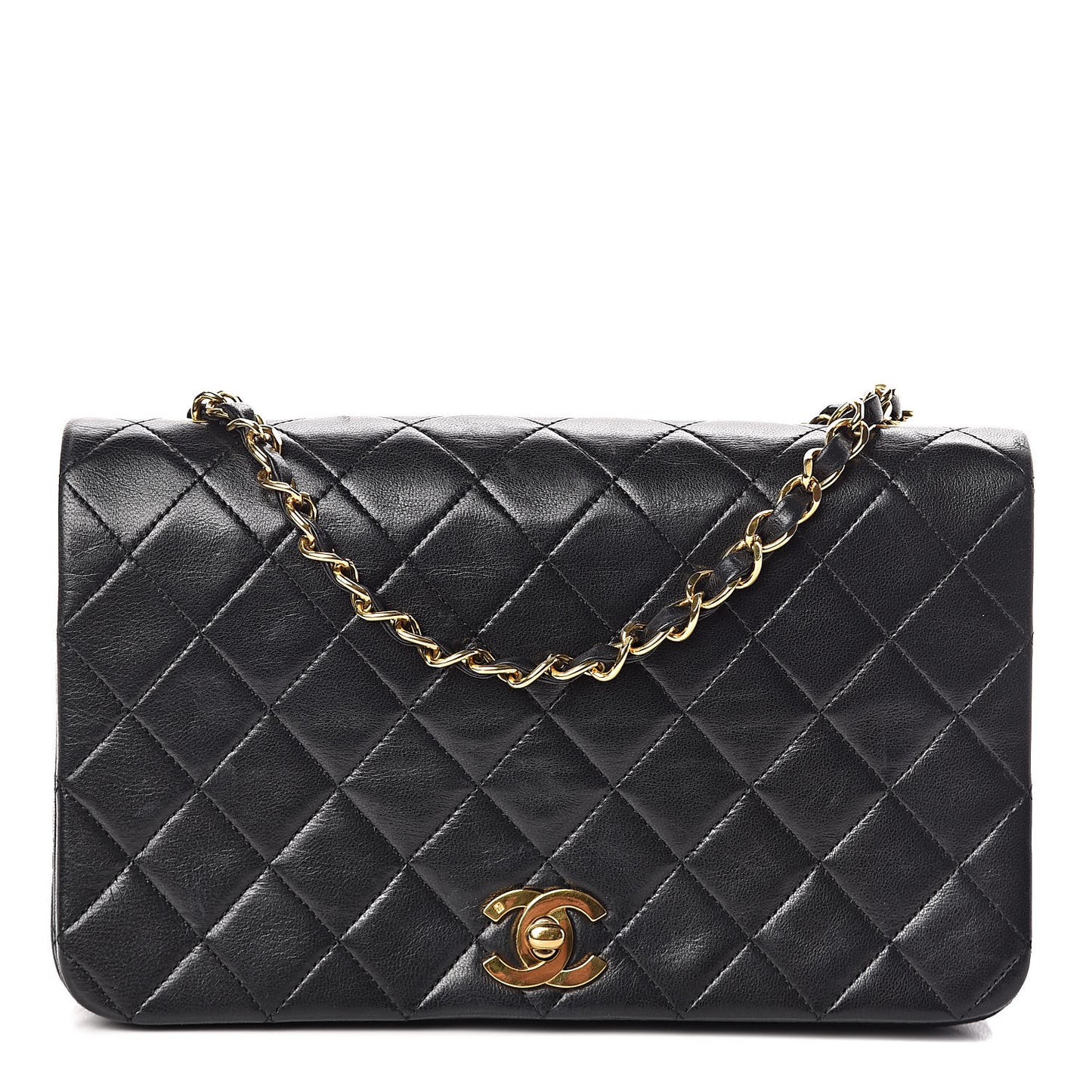 Lambskin Quilted Small Single Flap Black