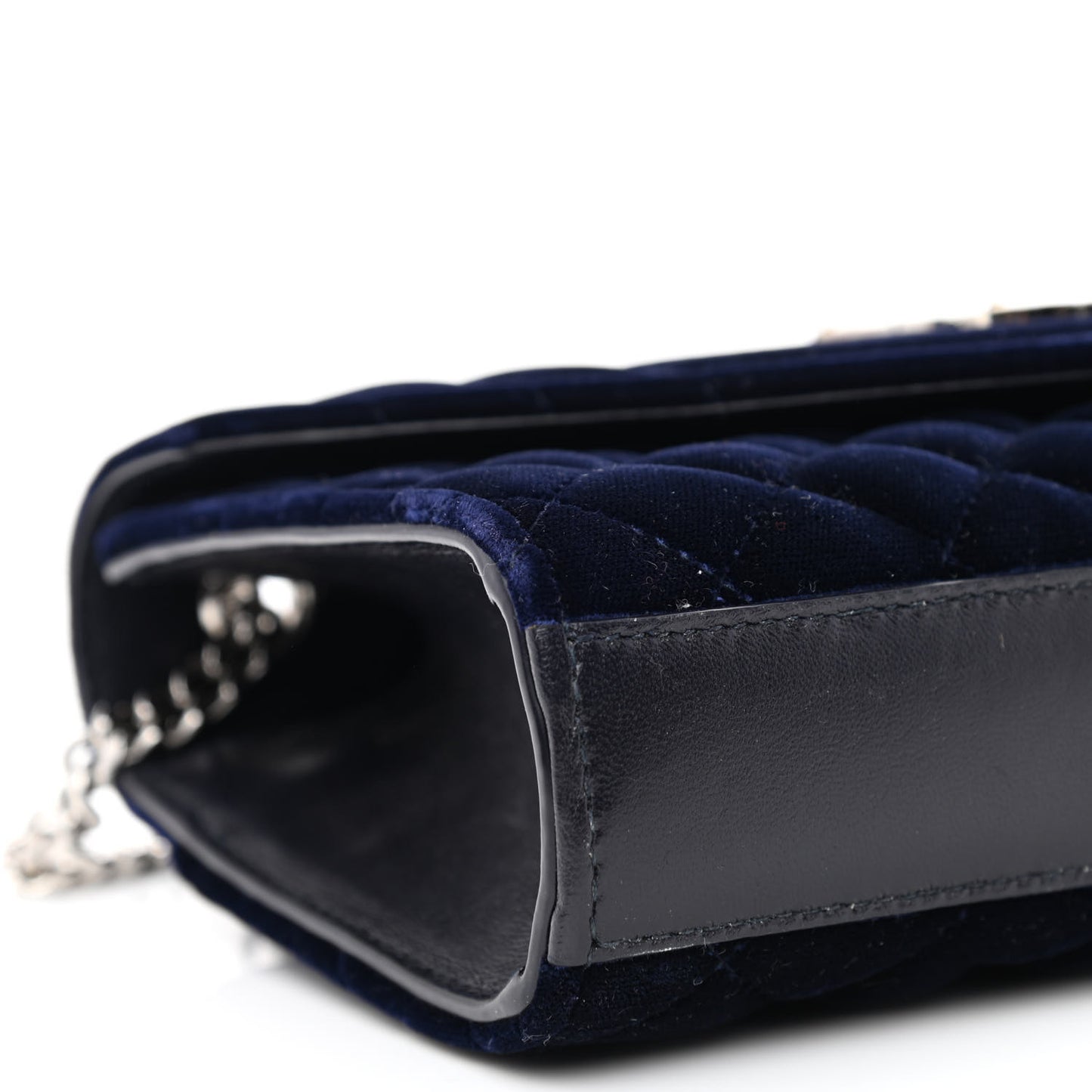 Velvet Matelasse Triquilt Small Monogram Satchel Navy