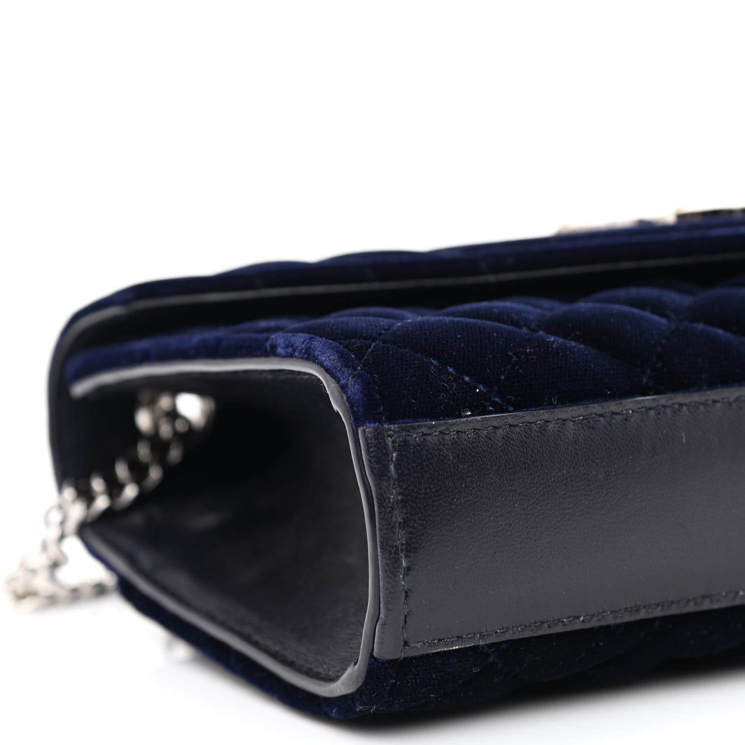 Saint Laurent Velvet Matelasse Triquilt Small Monogram Satchel Navy 9 of 10