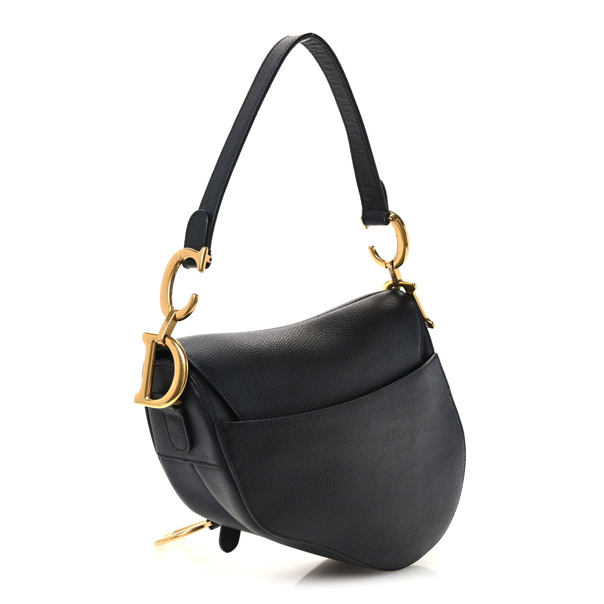 Grained Calfskin Saddle Bag Black