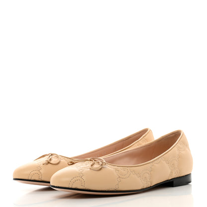 Gucci Nappa GG Matelasse Jolie Ballet Flats 38 Naturale 3 of 9