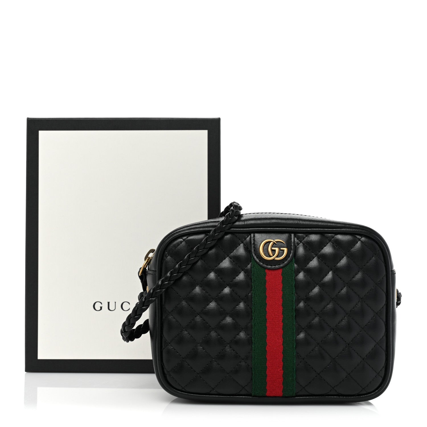 Gucci Calfskin Trapuntata Web Mini GG Shoulder Bag Black 10 of 10