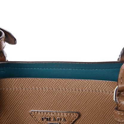 Prada Saffiano Cuir Medium Double Handle Tote Cannella Turchese 7 of 10