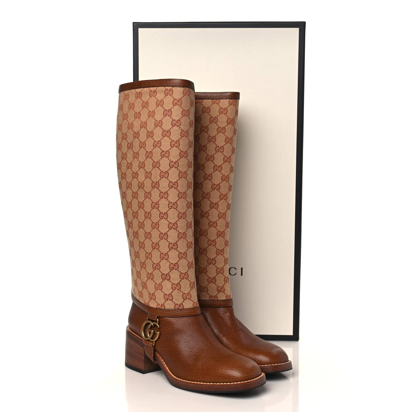 Monogram Canvas GG Boots 40.5 Beige Ruggine