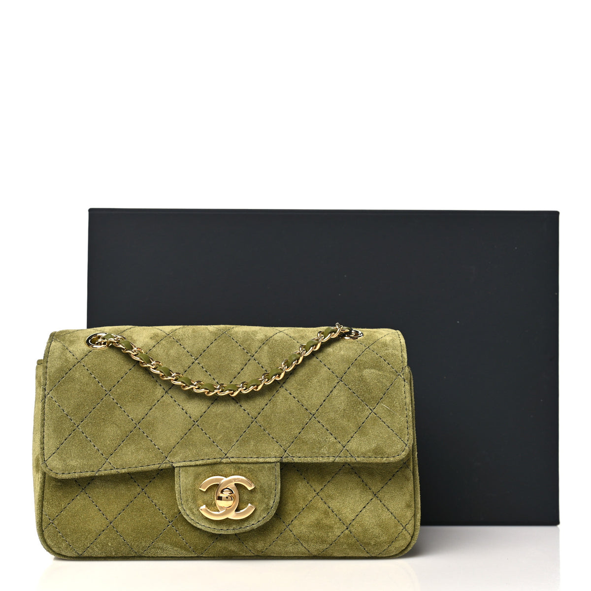 Chanel Suede Calfskin Mini Souplissimo Flap Khaki 10 of 10