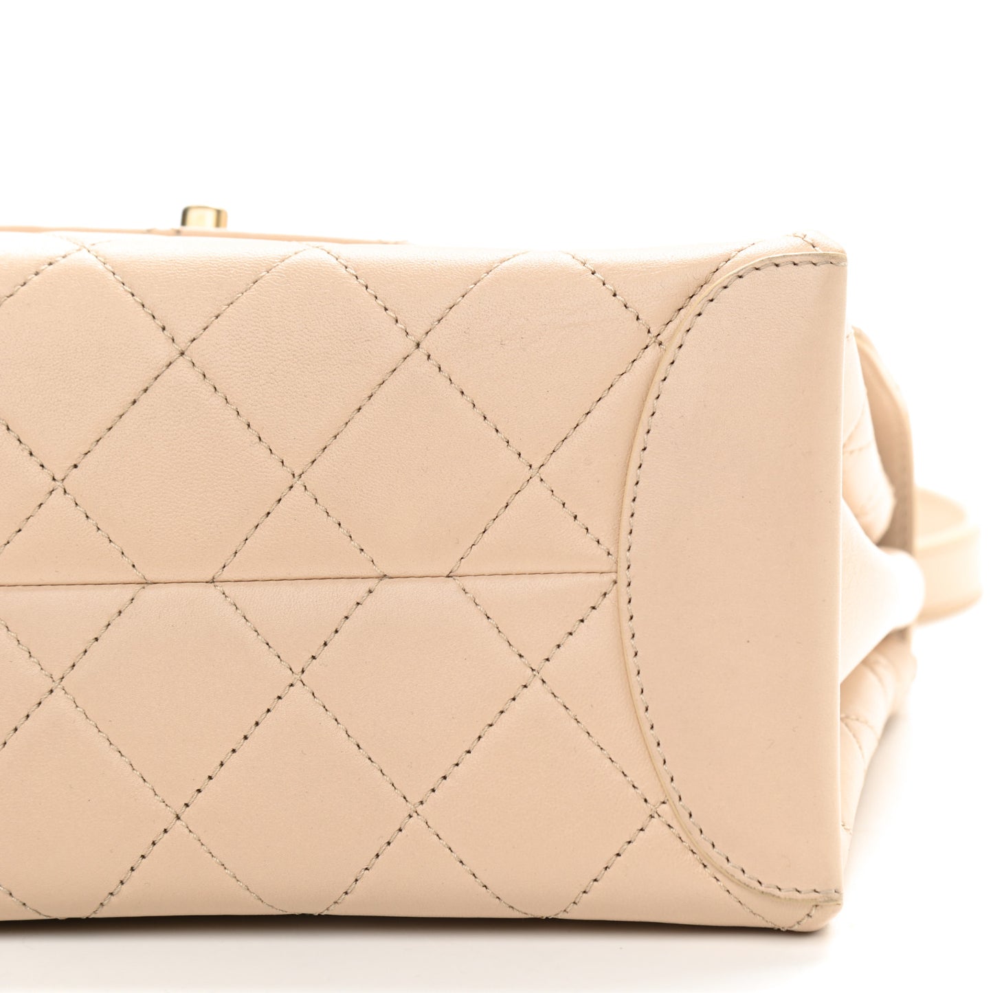 Lambskin Quilted Large Trendy Spirit Top Handle Bag Beige