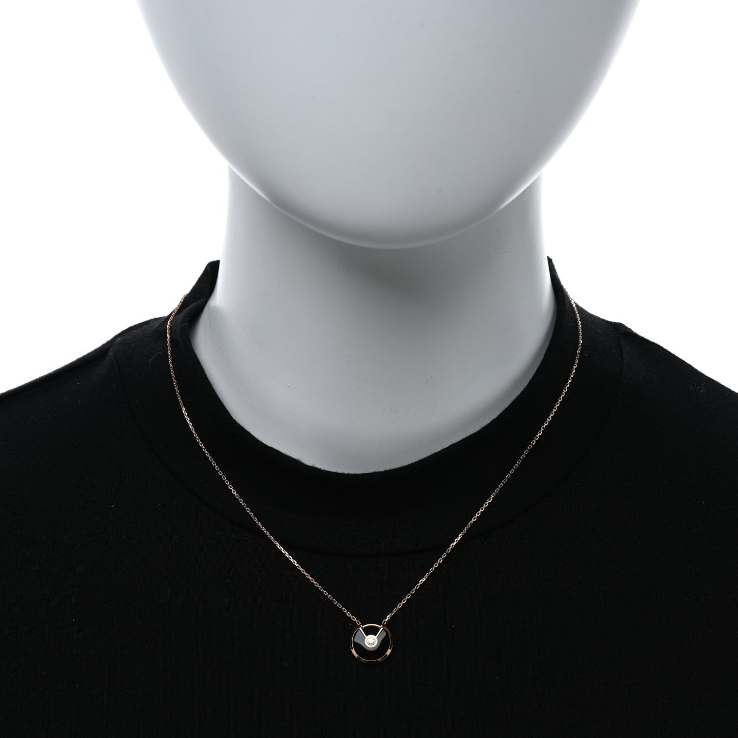 Cartier 18K Pink Gold Diamond Black Onyx XS Amulette de Cartier Pendant Necklace 2 of 4
