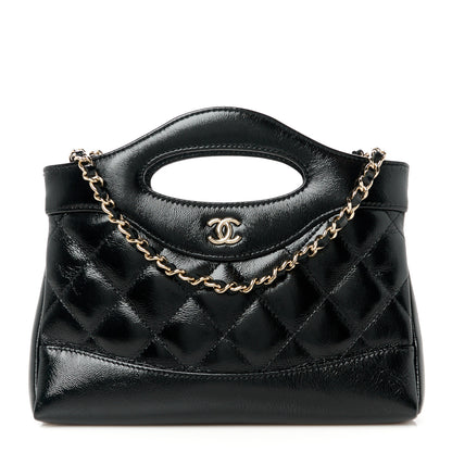 Chanel Shiny Crumpled Calfskin Quilted Nano 31 Shopping Bag Black 1 of 11