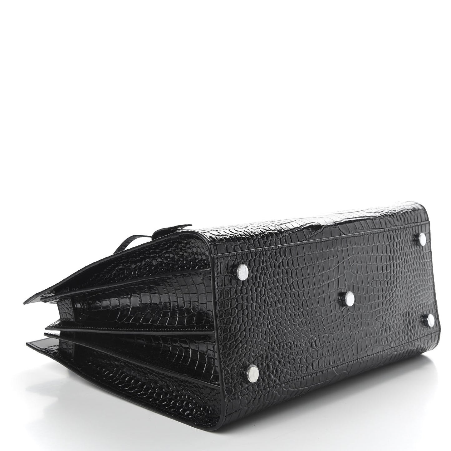 Calfskin Crocodile Embossed Small Sac de Jour Black