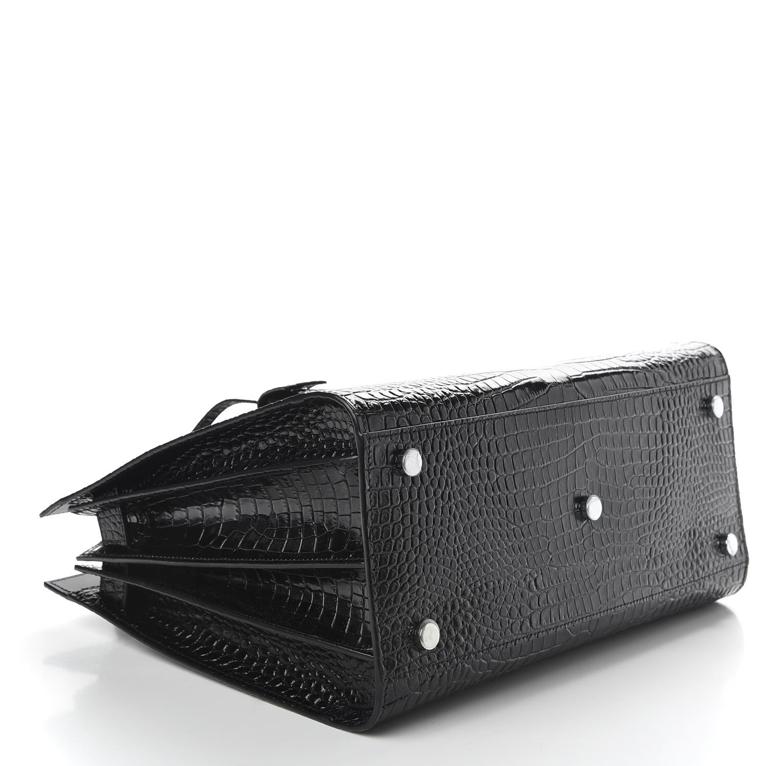 Saint Laurent Calfskin Crocodile Embossed Small Sac de Jour Black 4 of 10