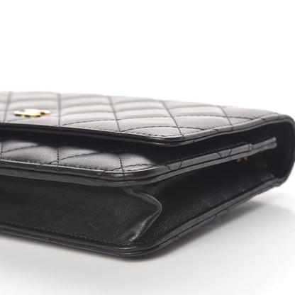 Chanel Lambskin Quilted Wallet On Chain WOC Black 10 of 12