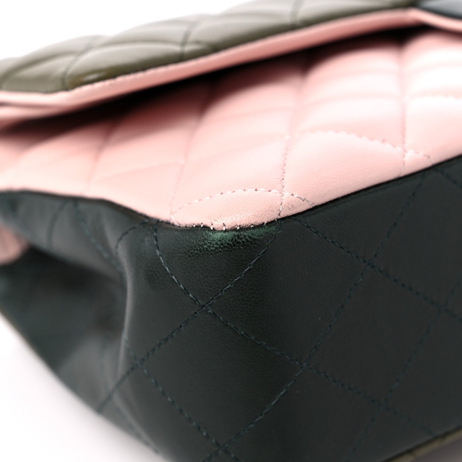 Chanel Lambskin Quilted Tri-Color Medium Double Flap Green Pink 8 of 11