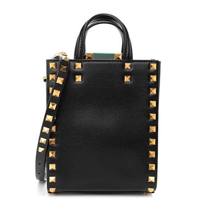 Valentino Garavani Grainy Calfskin Mini Rockstud Alcove Tote Black 1 of 9