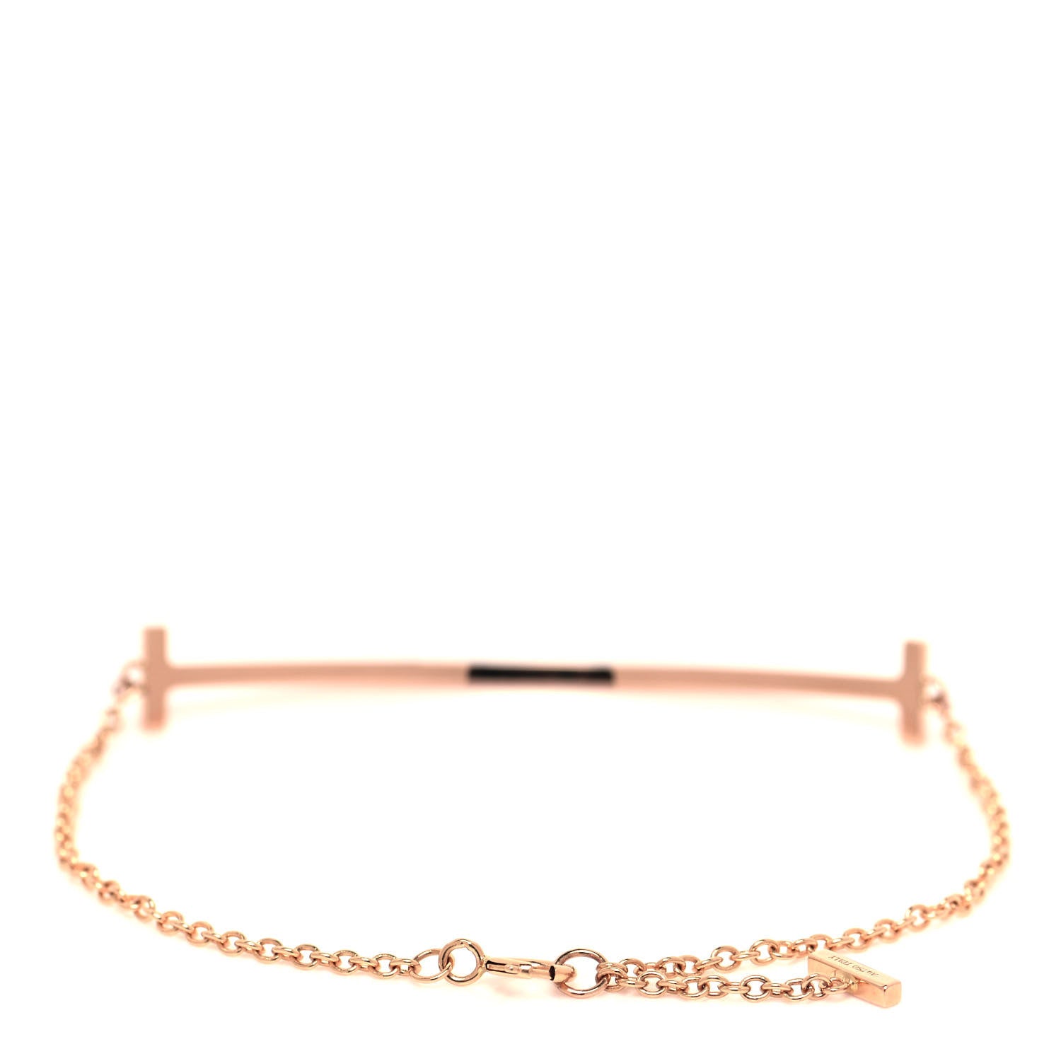 Tiffany 18K Rose Gold Diamond T Smile Bracelet 3 of 5