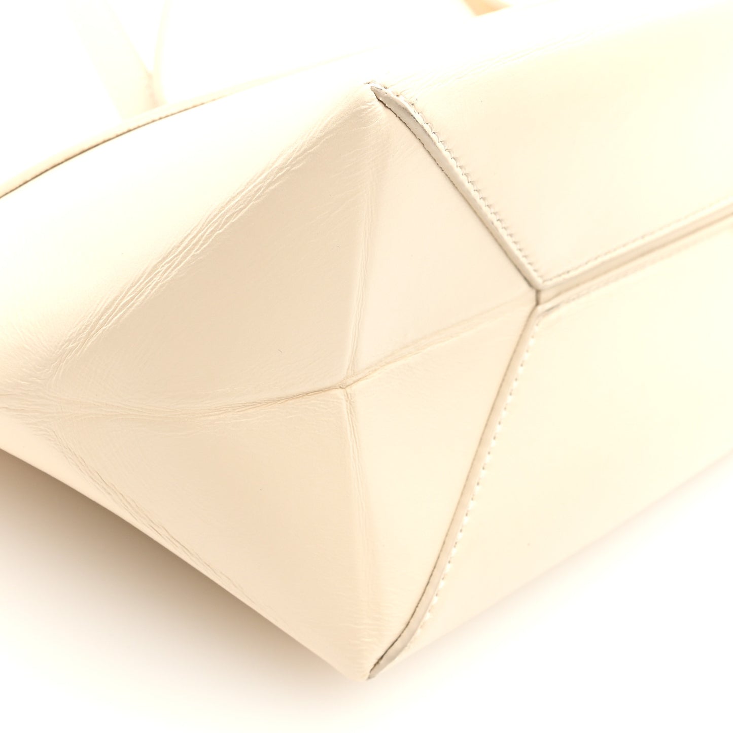 Shiny Calfskin Mini Cropped Puzzle Fold Tote White