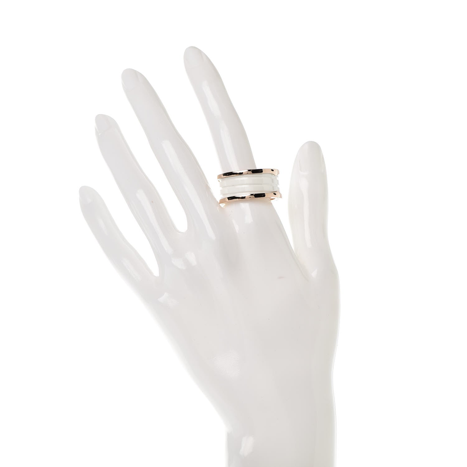 Bulgari 18K Rose Gold White Ceramic B.Zero1 Four-Band Ring 65 11 2 of 6