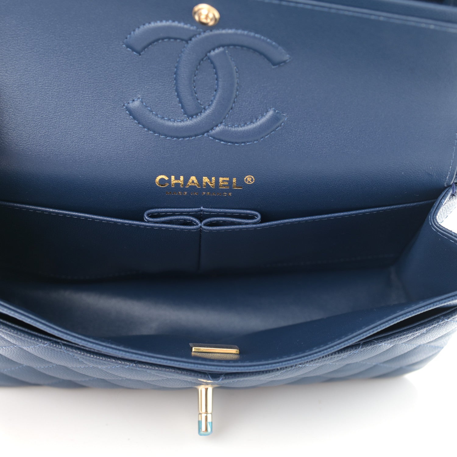 Chanel Caviar Quilted Small Double Flap Blue 5 of 10