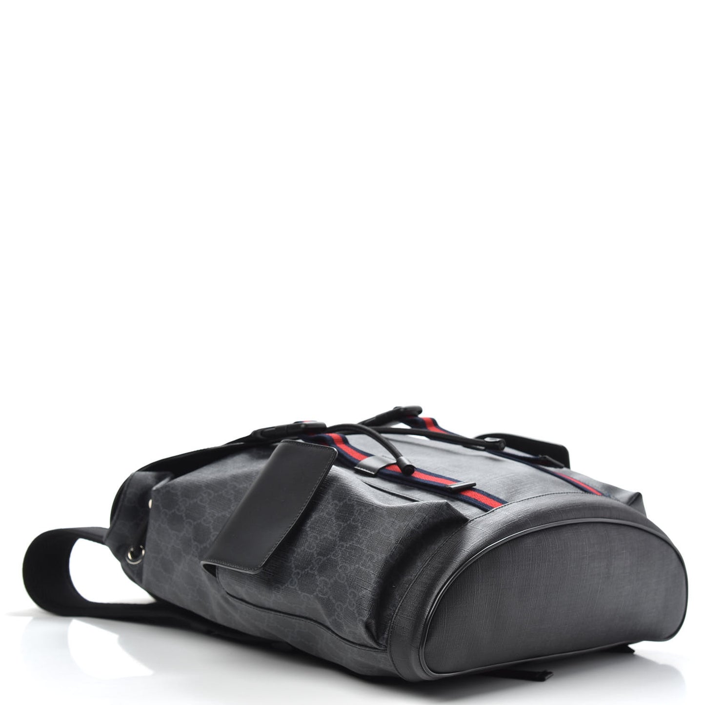 Soft GG Supreme Monogram Appia Calfskin Web Double Buckle Backpack Black