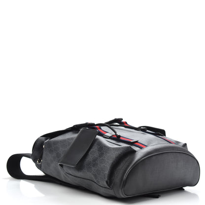 Gucci Soft GG Supreme Monogram Appia Calfskin Web Double Buckle Backpack Black 3 of 9