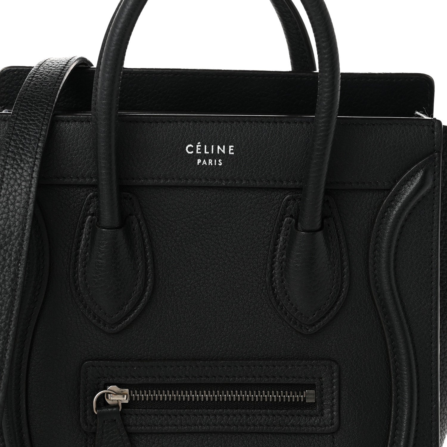 Celine Drummed Calfskin Nano Luggage Black 7 of 11
