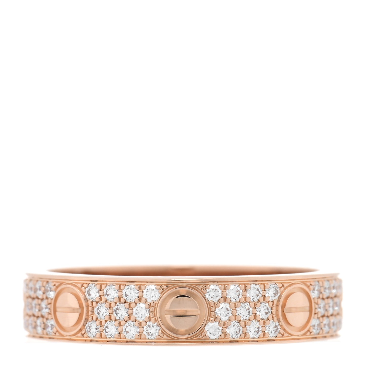 18K Pink Gold Diamond 4mm LOVE Wedding Paved Band Ring 50 5.25