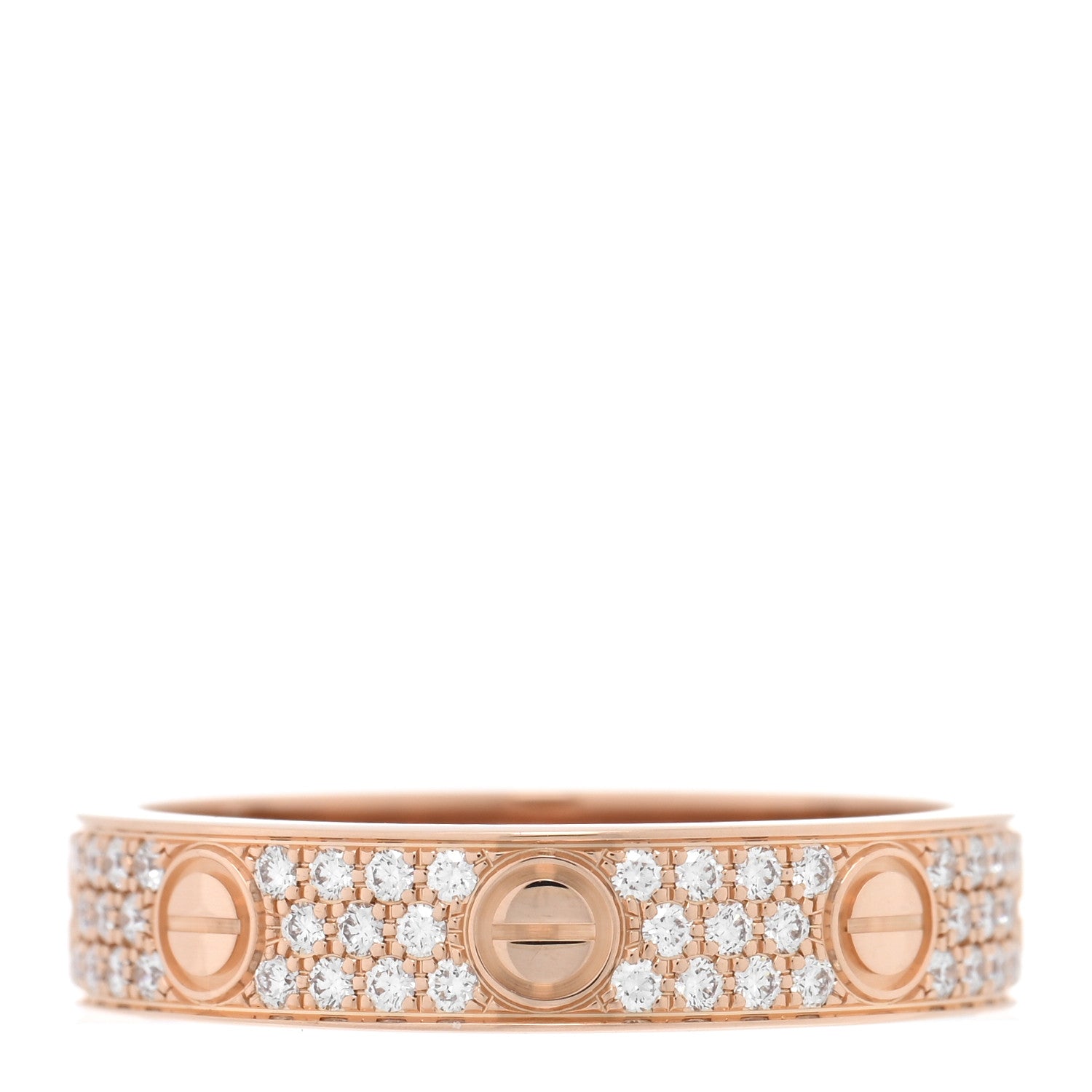 Cartier 18K Pink Gold Diamond 4mm LOVE Wedding Paved Band Ring 50 5.25 1 of 5