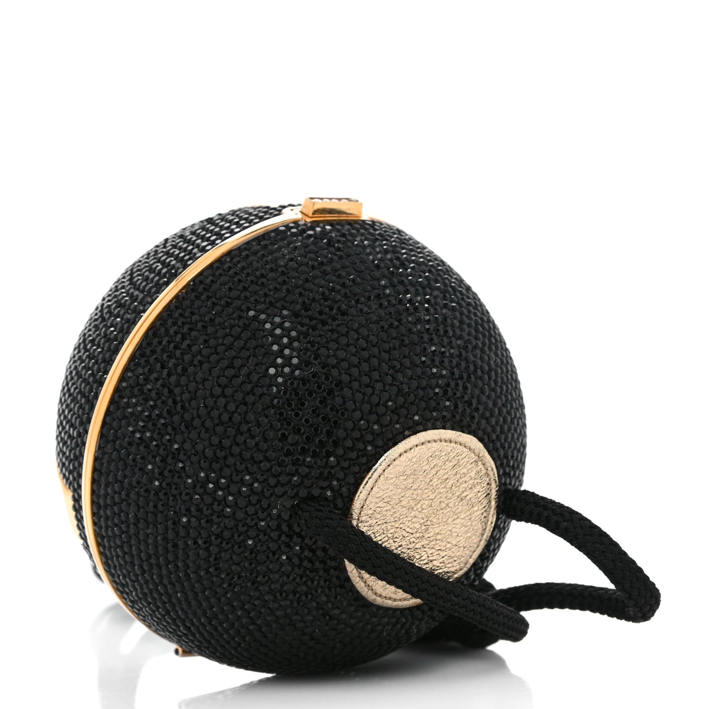 Swarovski Crystal Disco Ball Minaudiere Clutch Black Gold