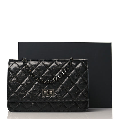 Chanel Glazed Aged Calfskin Reissue Wallet On Chain WOC Black 9 of 9
