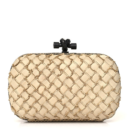 Bottega Veneta Ayers Nappa Fringe Intrecciato Knot Clutch Grey Beige 1 of 9
