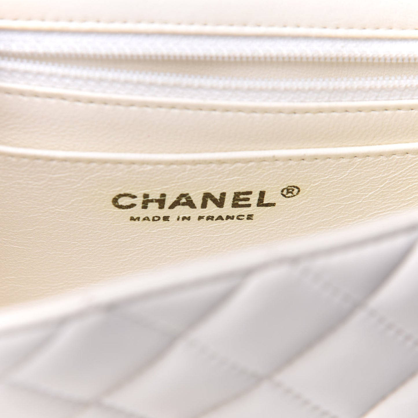 Lambskin Quilted Mini Rectangular Flap White