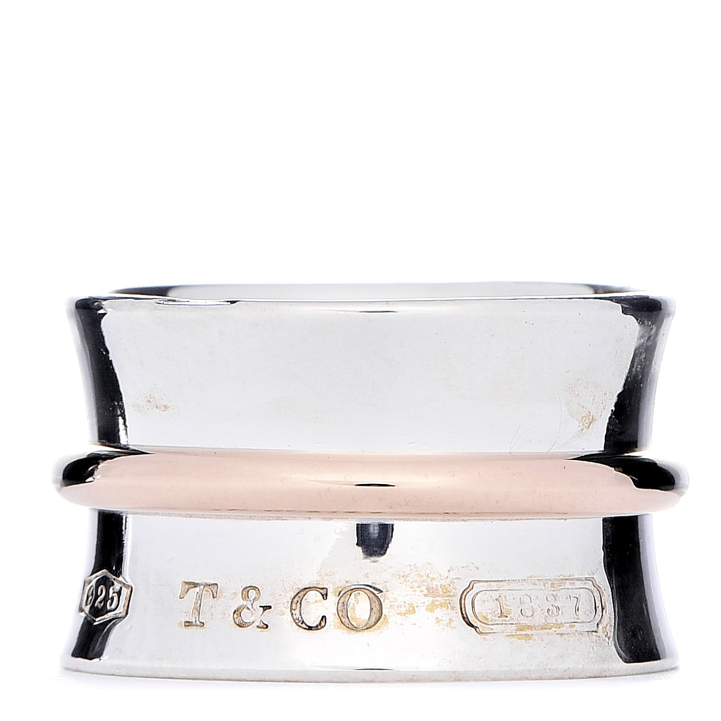 Sterling Silver Rubedo 1837 Wide Band Ring 50 5.50