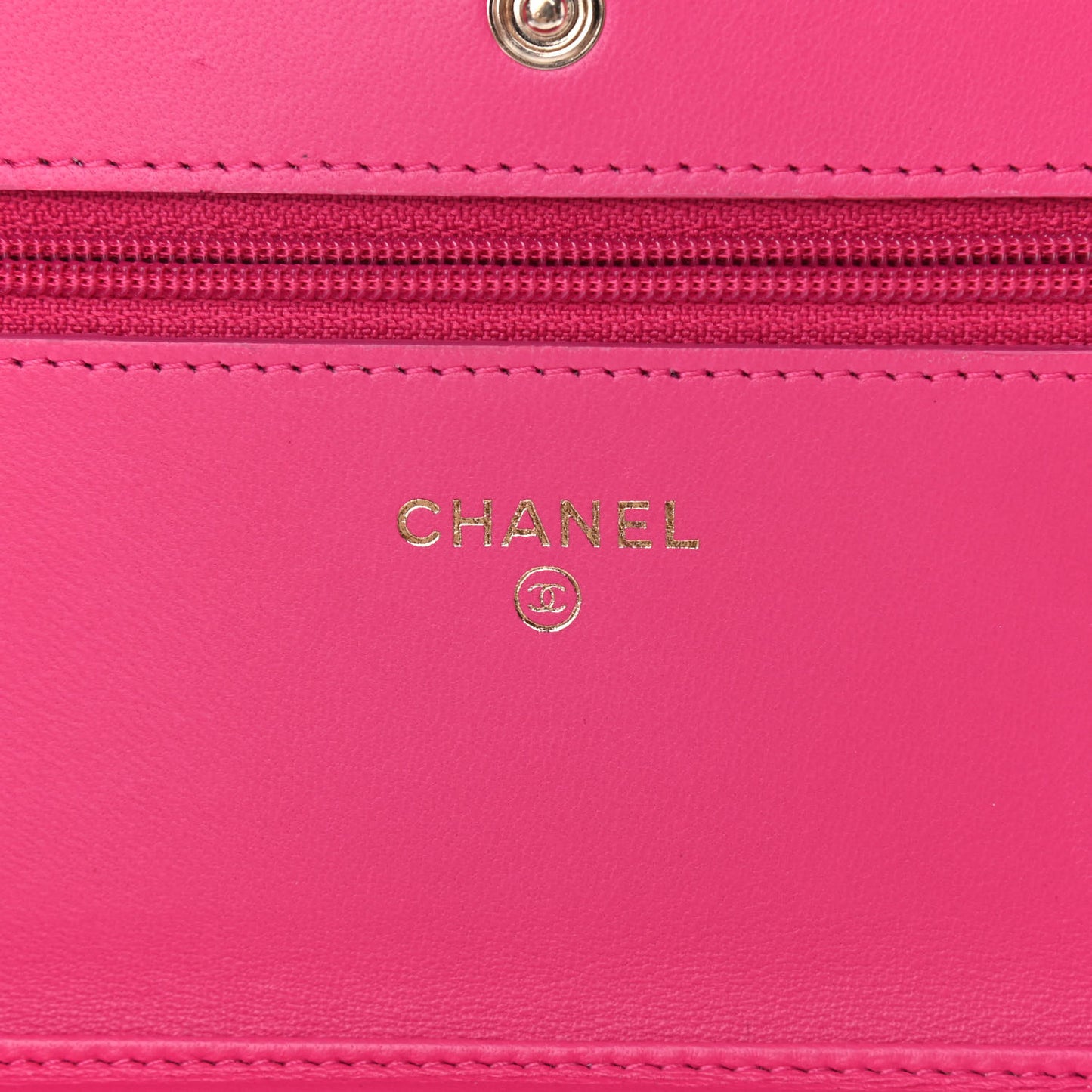 Lambskin Quilted Wallet On Chain WOC Pink