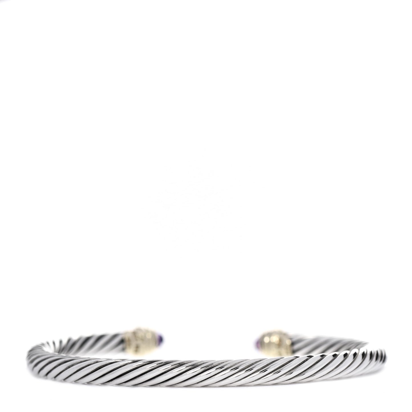 Sterling Silver 14K Yellow Gold Amethyst 5mm Cable Classics Petite Color Bracelet