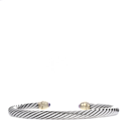 David Yurman Sterling Silver 14K Yellow Gold Amethyst 5mm Cable Classics Petite Color Bracelet 3 of 4