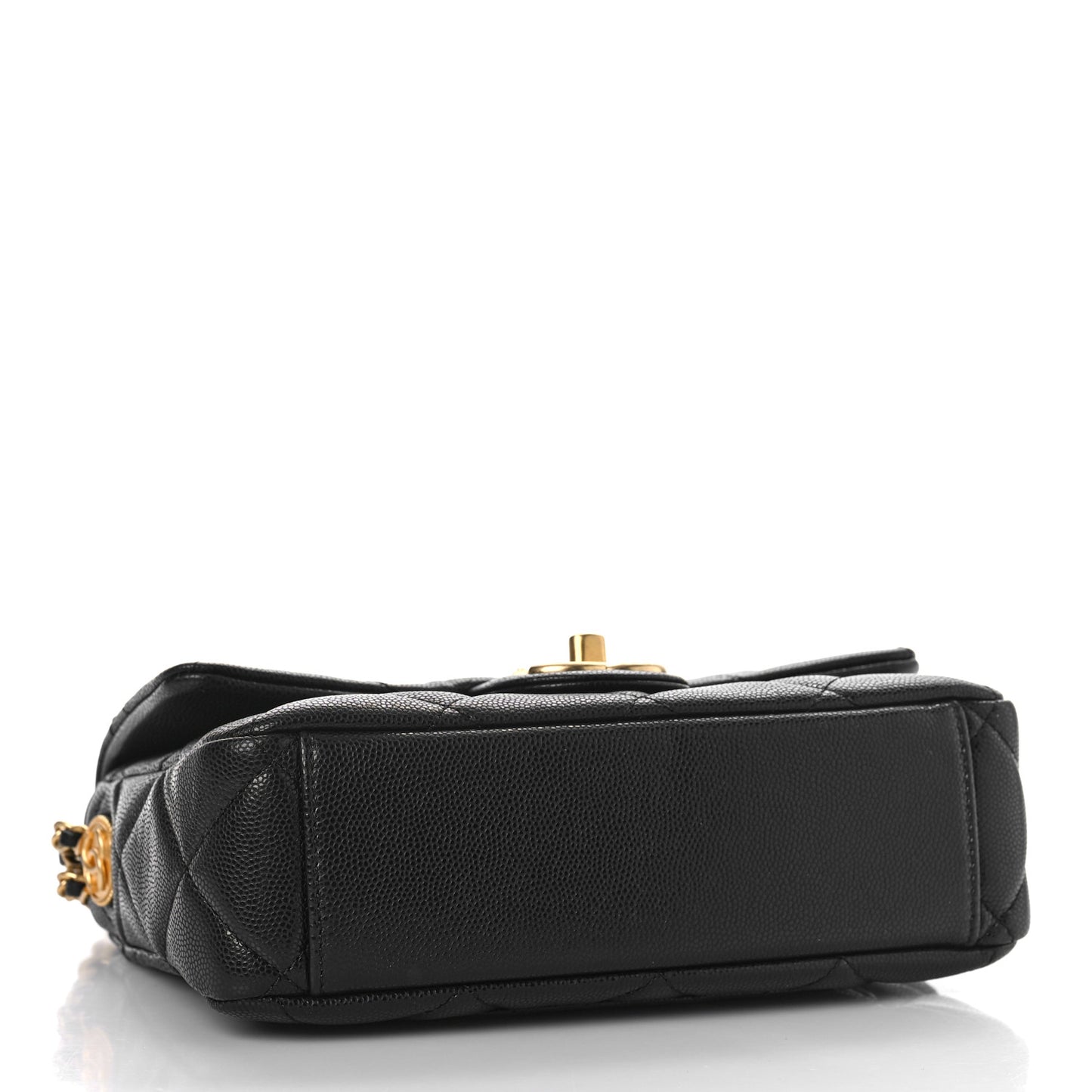 Caviar Quilted Small Twist Your Buttons Flap Black