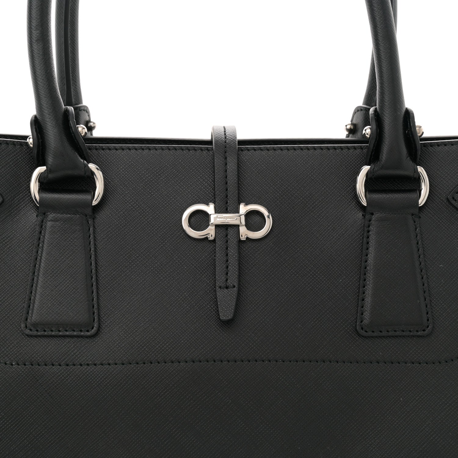 Salvatore Ferragamo Printed Calfskin Briana Tote Black 7 of 10