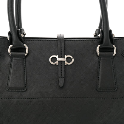 Salvatore Ferragamo Printed Calfskin Briana Tote Black 7 of 10