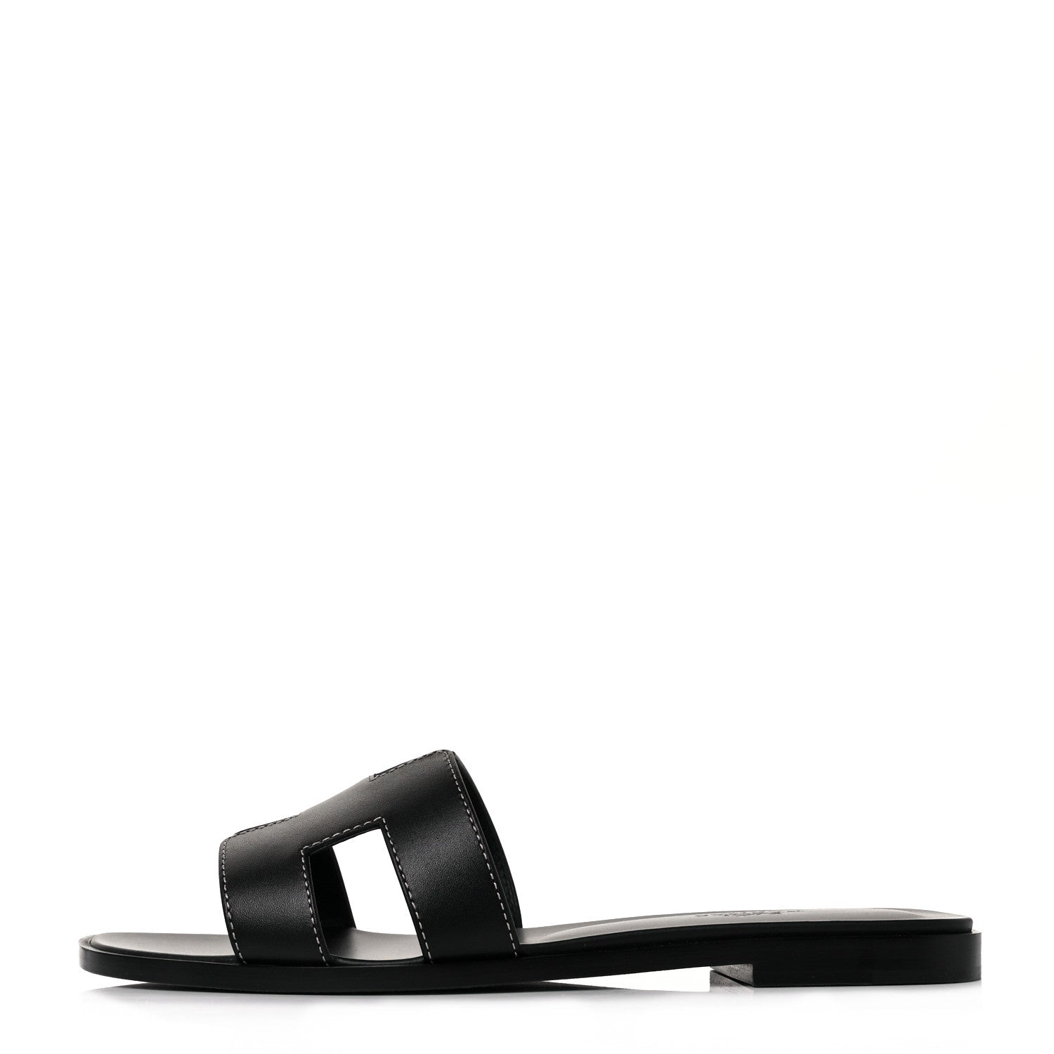 Hermes Box Calfskin Oran Sandals 37.5 Black 1 of 9