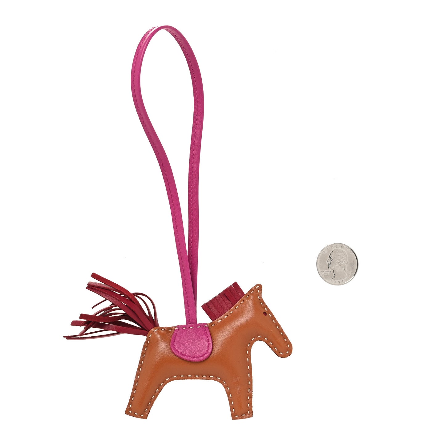 Milo Lambskin Grigri Rodeo Horse Bag Charm PM Gold Rubis Rose Poupre