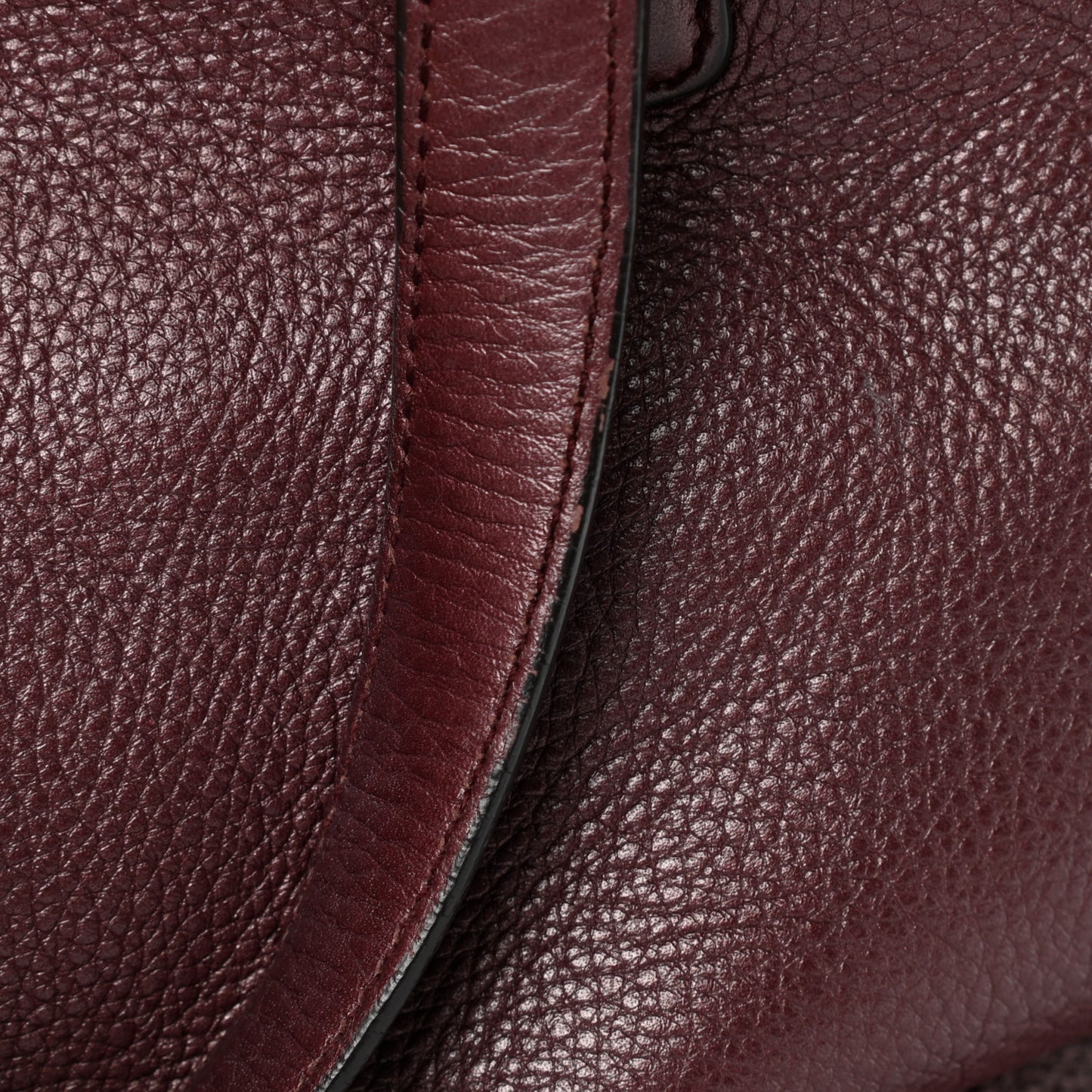 Metallic Pebbled Calfskin Medium 1973 Top Handle Satchel Burgundy