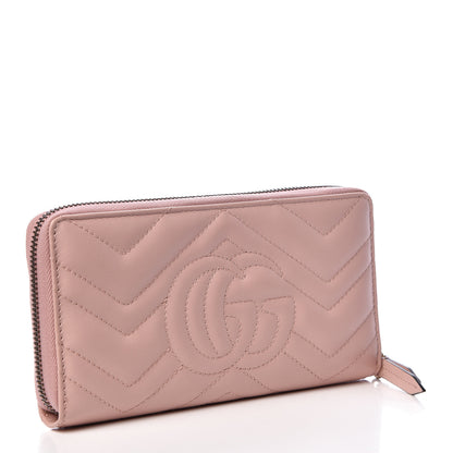 Gucci Calfskin Matelasse GG Marmont Zip Around Wallet Perfect Pink 3 of 9