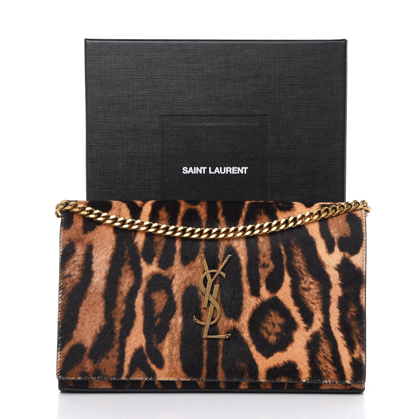 Calf Hair Monogram Chain Wallet Leopard