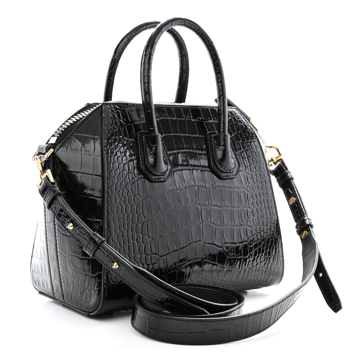 Givenchy Calfskin Crocodile Embossed Mini Antigona Black 3 of 13