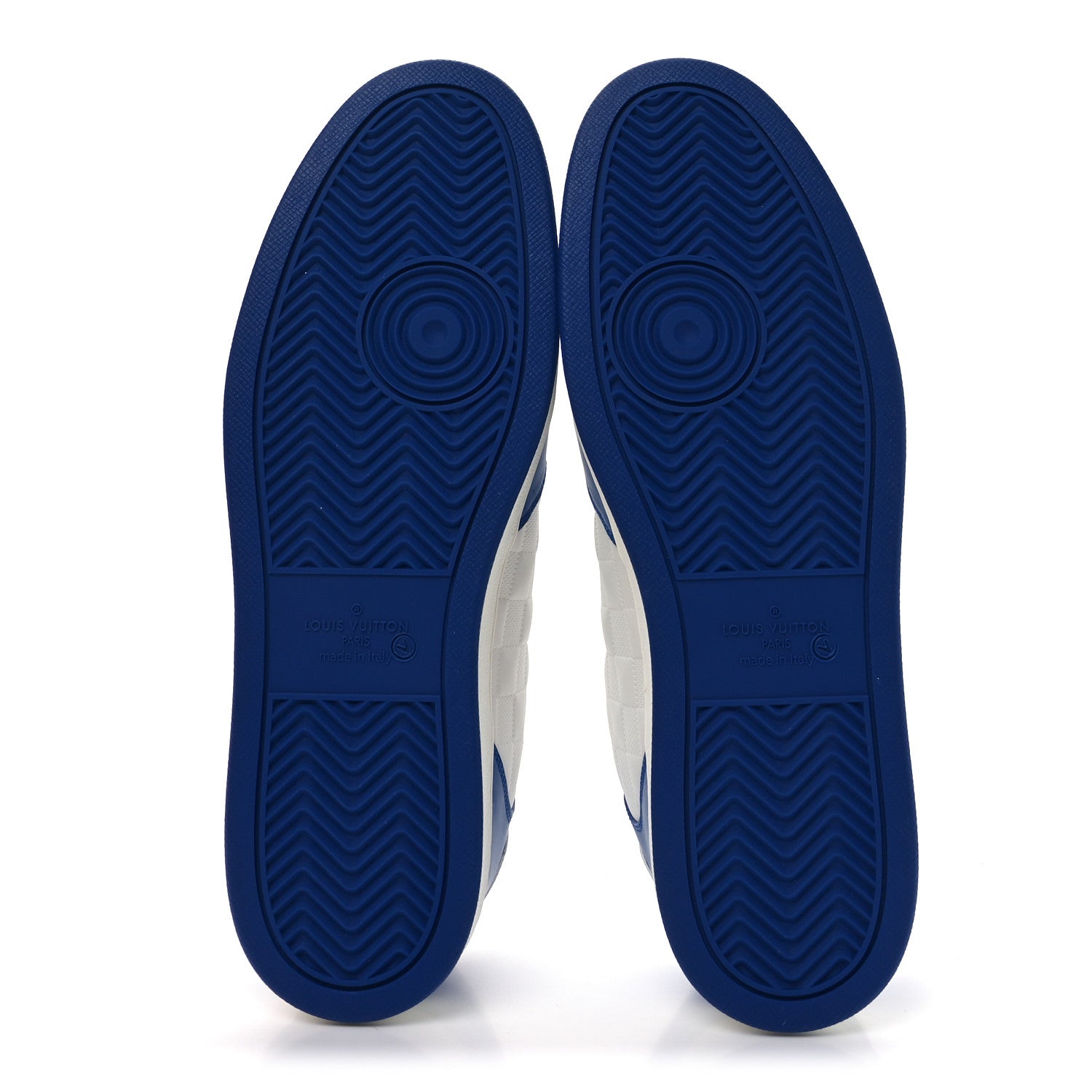 Louis Vuitton Calfskin Maxi Damier Mens Rivoli Sneakers 11 Blue White 7 of 11