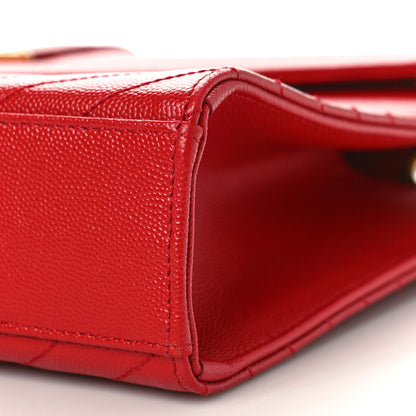 Saint Laurent Grain De Poudre Matelasse Chevron Large Monogram Satchel Lipstick Red 9 of 9