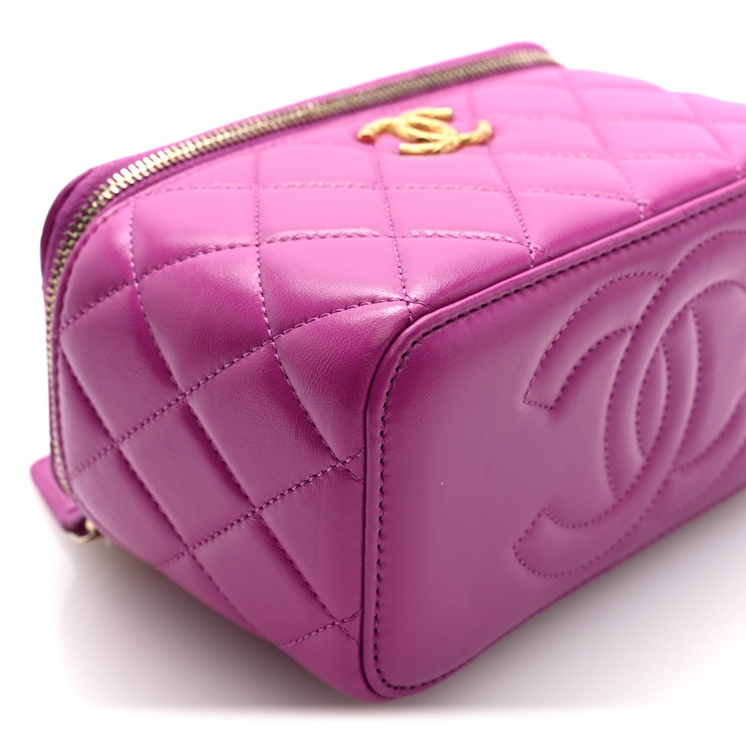 Chanel Lambskin Quilted Small Pillow Crush Vanity Case With Chain Purple 9 of 10